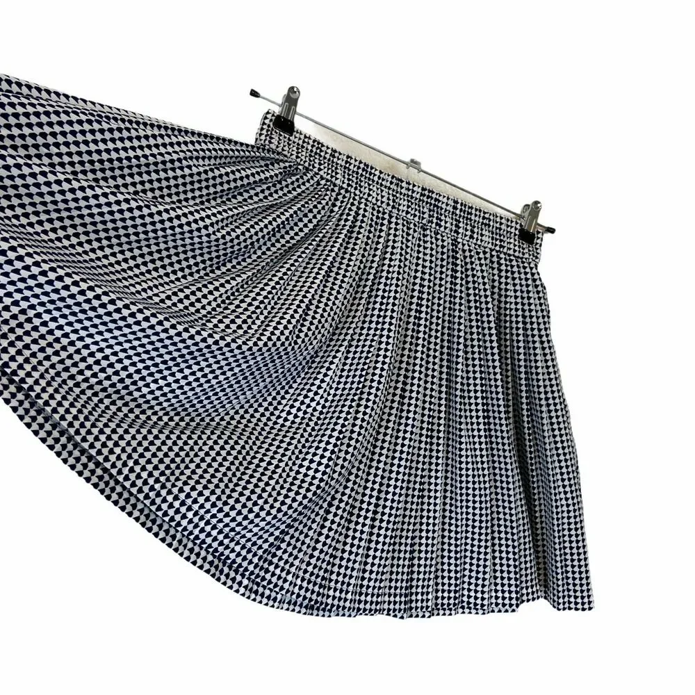 Banana Republic Skirt Preppy Women's Navy White Pleated Elastic Waist Size 6